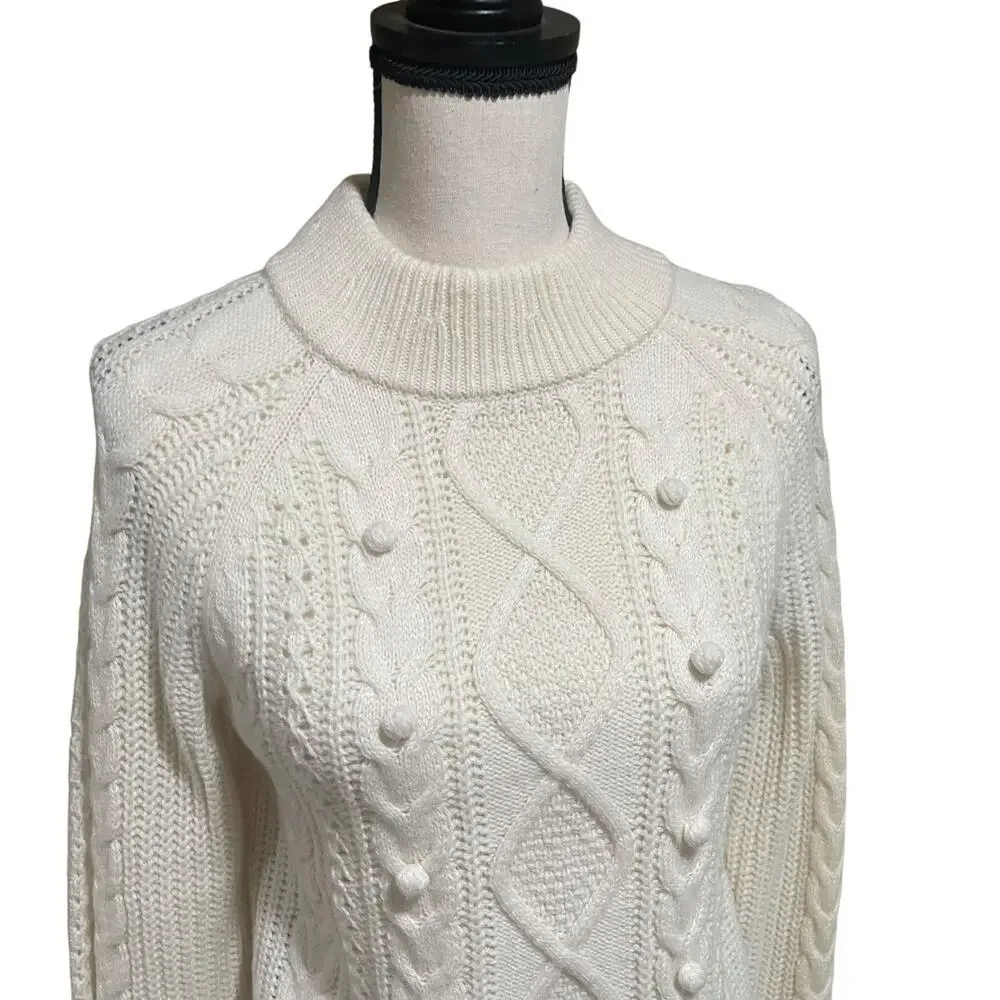 J.crew azra pom-pom cable knit sweater